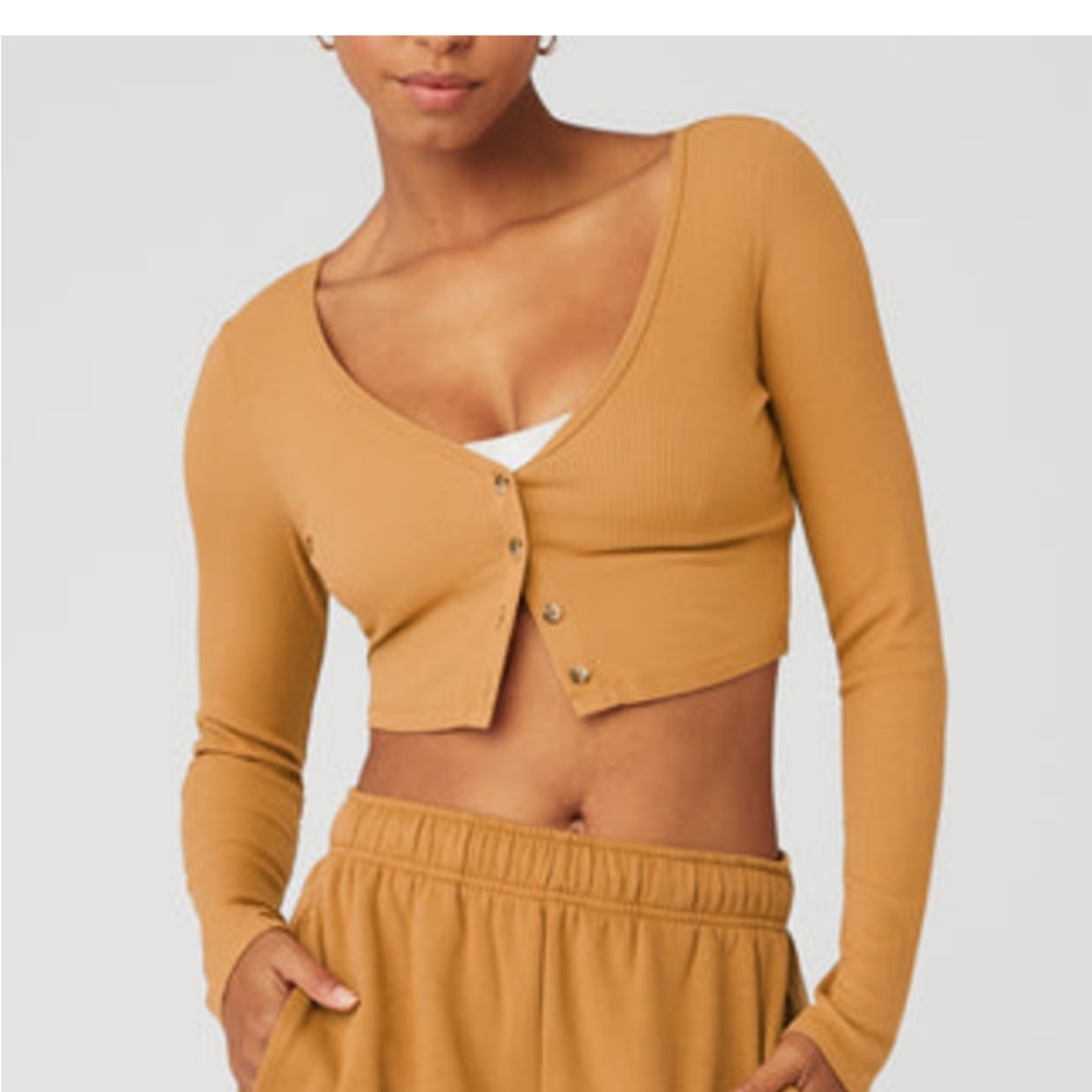 Alo Yoga Ribbed Cropped Whisper Cardigan M